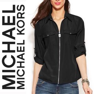 MICHAEL KORS Fitted Zip Up Blouse